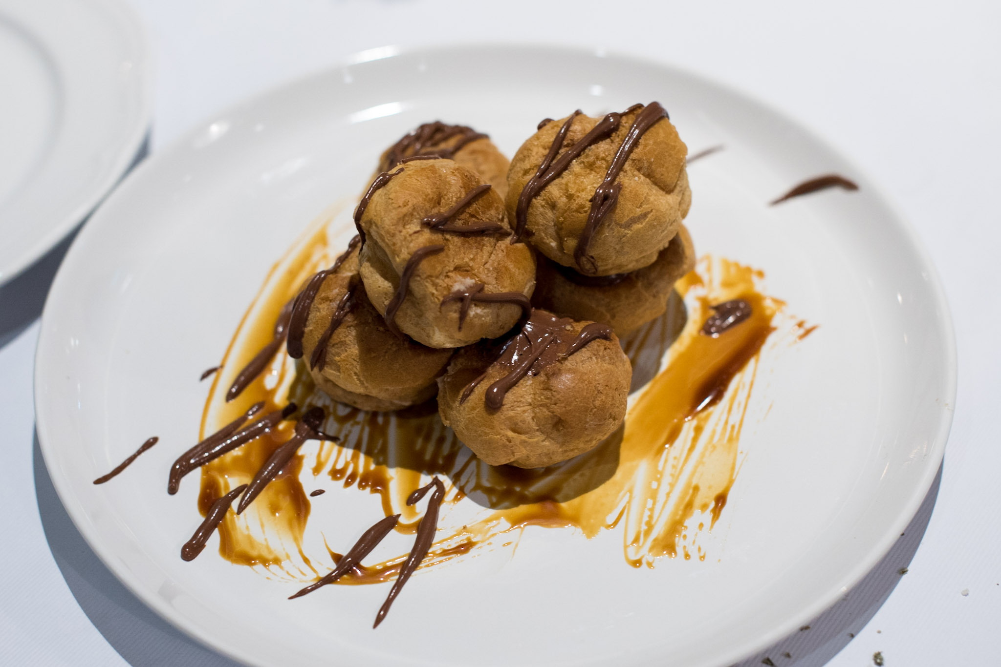 Profiterole filled with Chestnut, served with Warm Chocolate Sauce (S$18++) District 10 Suntec City