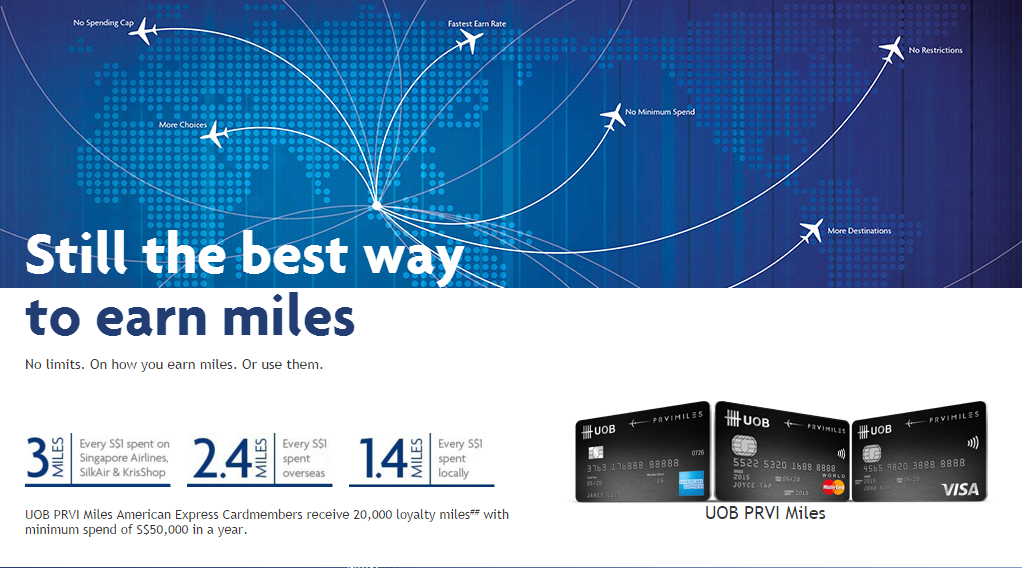 5 Miles per S$1 with UOB PRVI Miles Card