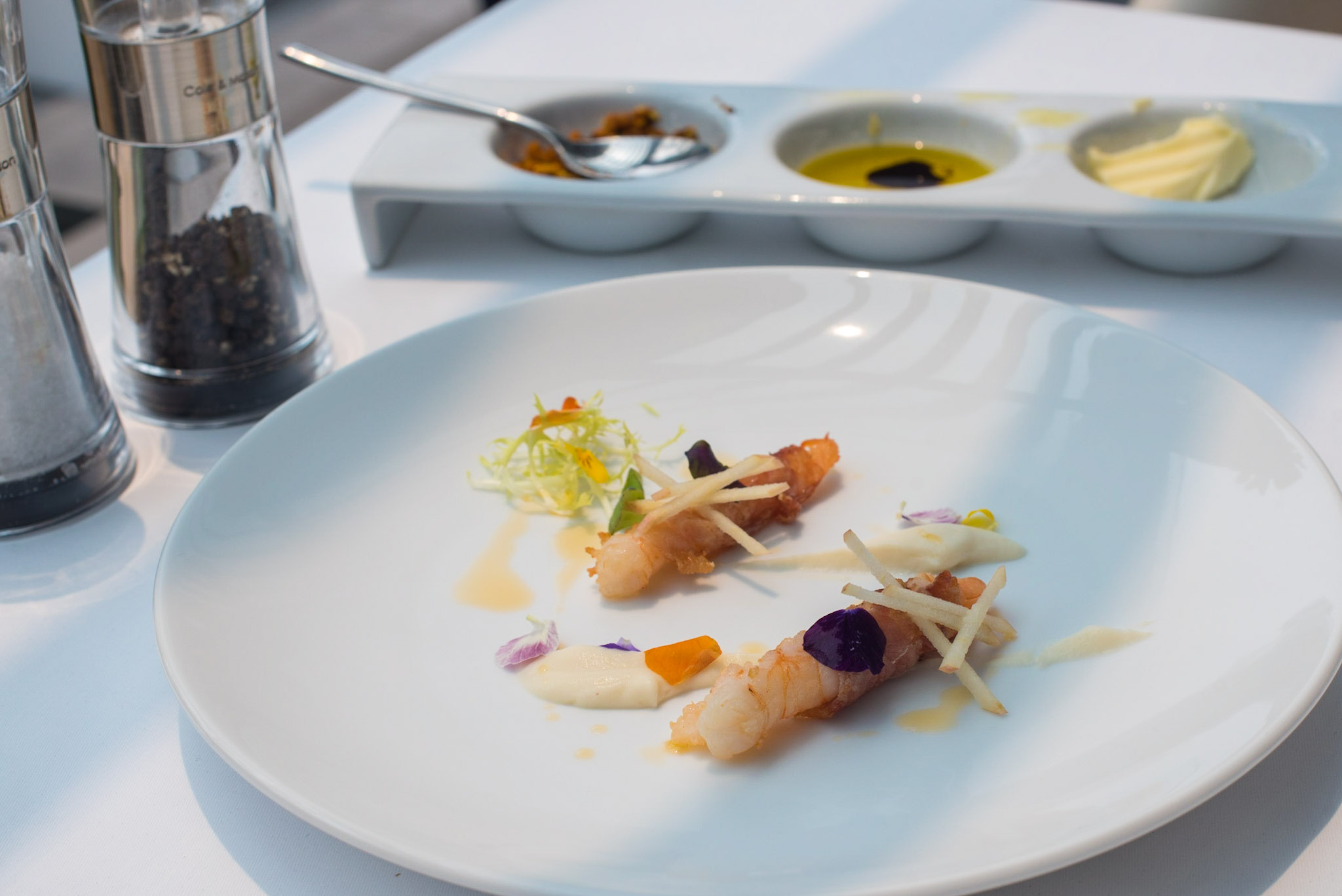 Deep Fried Prawn,&nbsp;Parma Ham, Celeriac, ApplePool Grill - Singapore Marriott Tang Plaza Hotel