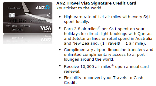 ANZ Travel Visa Signature Card