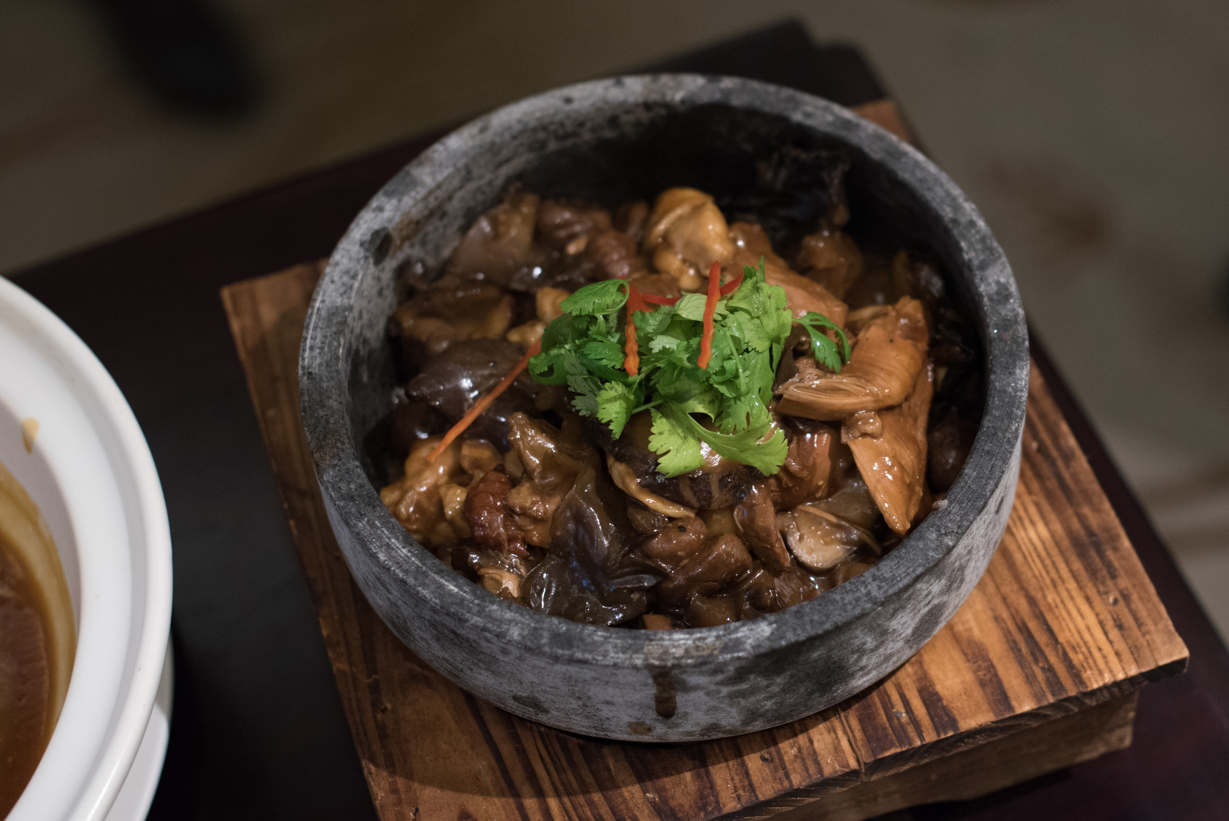 Stewed Chicken and Roasted Duck with Chestnuts, Mushrooms and Fungus in Casserole -&nbsp;Winter Solstice (2015)Man Fu Yuan - InterContinental Singapore