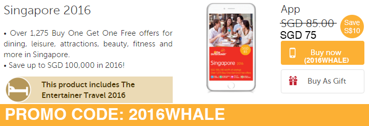 2016 Entertainer Promo Code: 2016WHALE (Save S$10!)