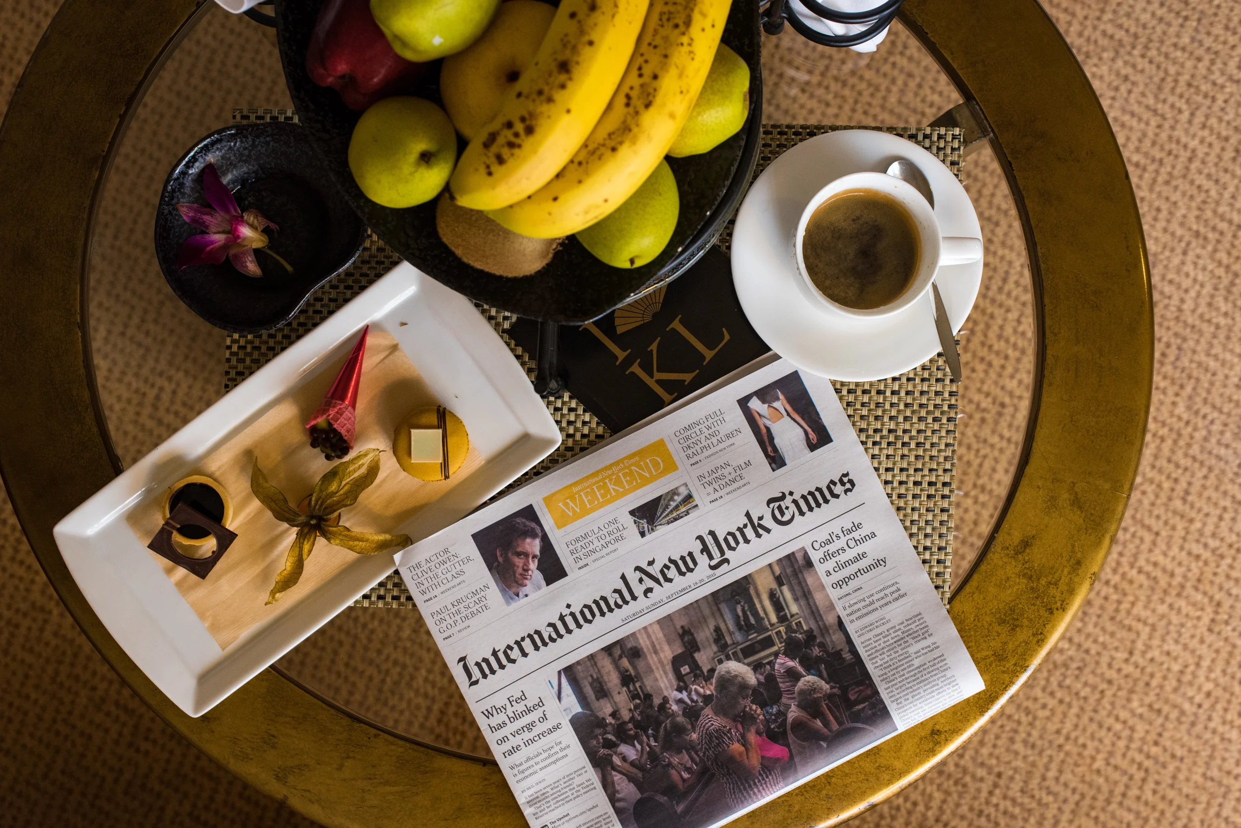 Newspapers and Welcome Amenities - Club Deluxe City View Room Mandarin Oriental, Kuala Lumpur
