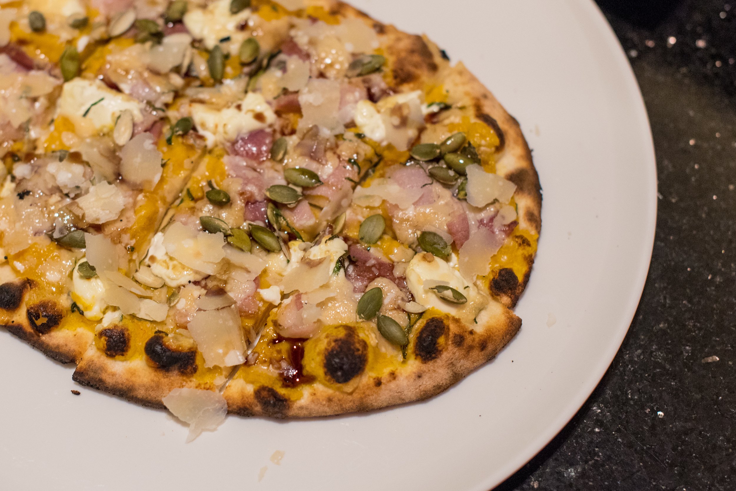 Pumpkin and Bacon Flat Bread Ash &amp; Elm -&nbsp;InterContinental Singapore