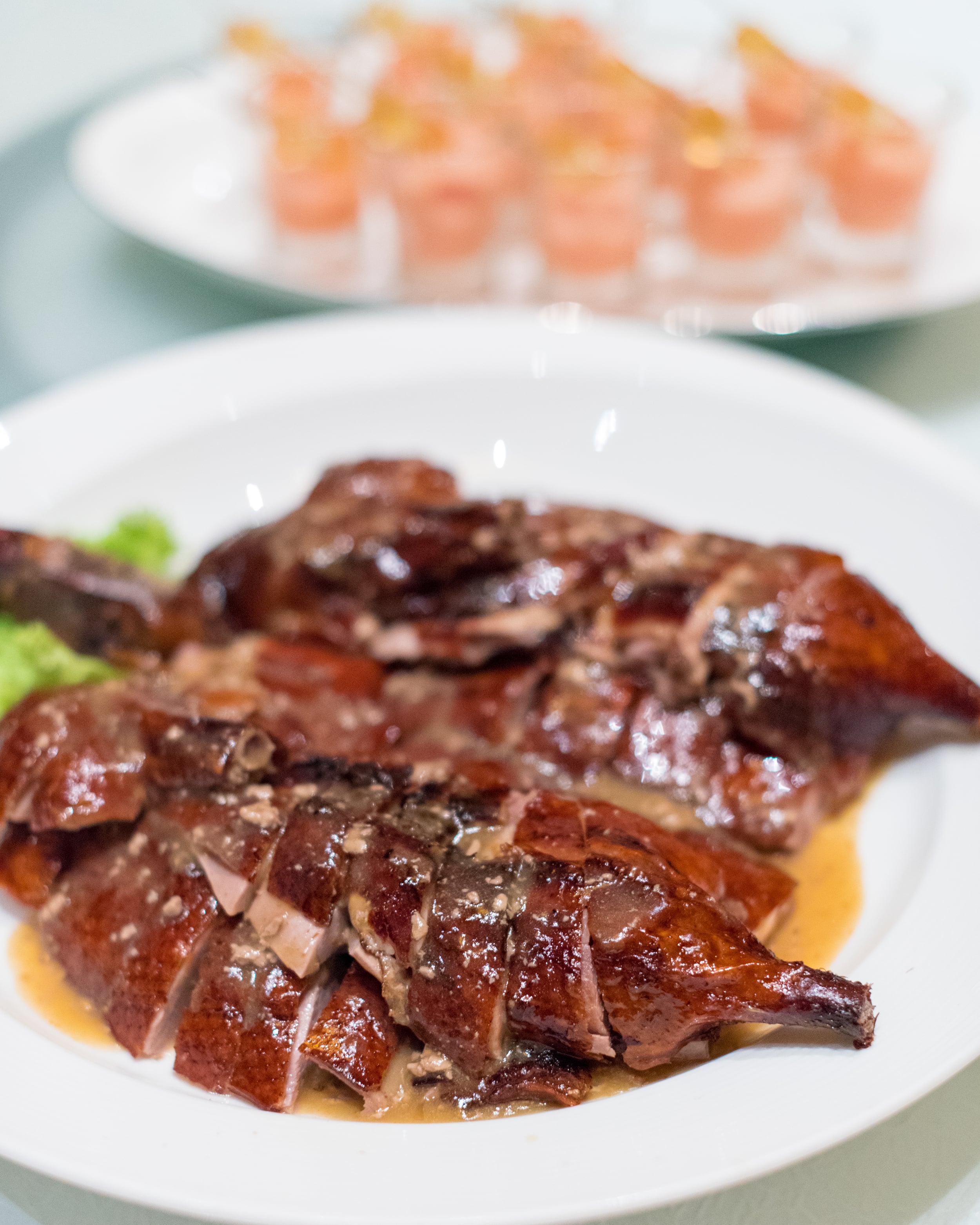 Roasted Duck in Foie Gras Sauce with Sour Plum Guava Jelly Jade - The Fullerton Hotel