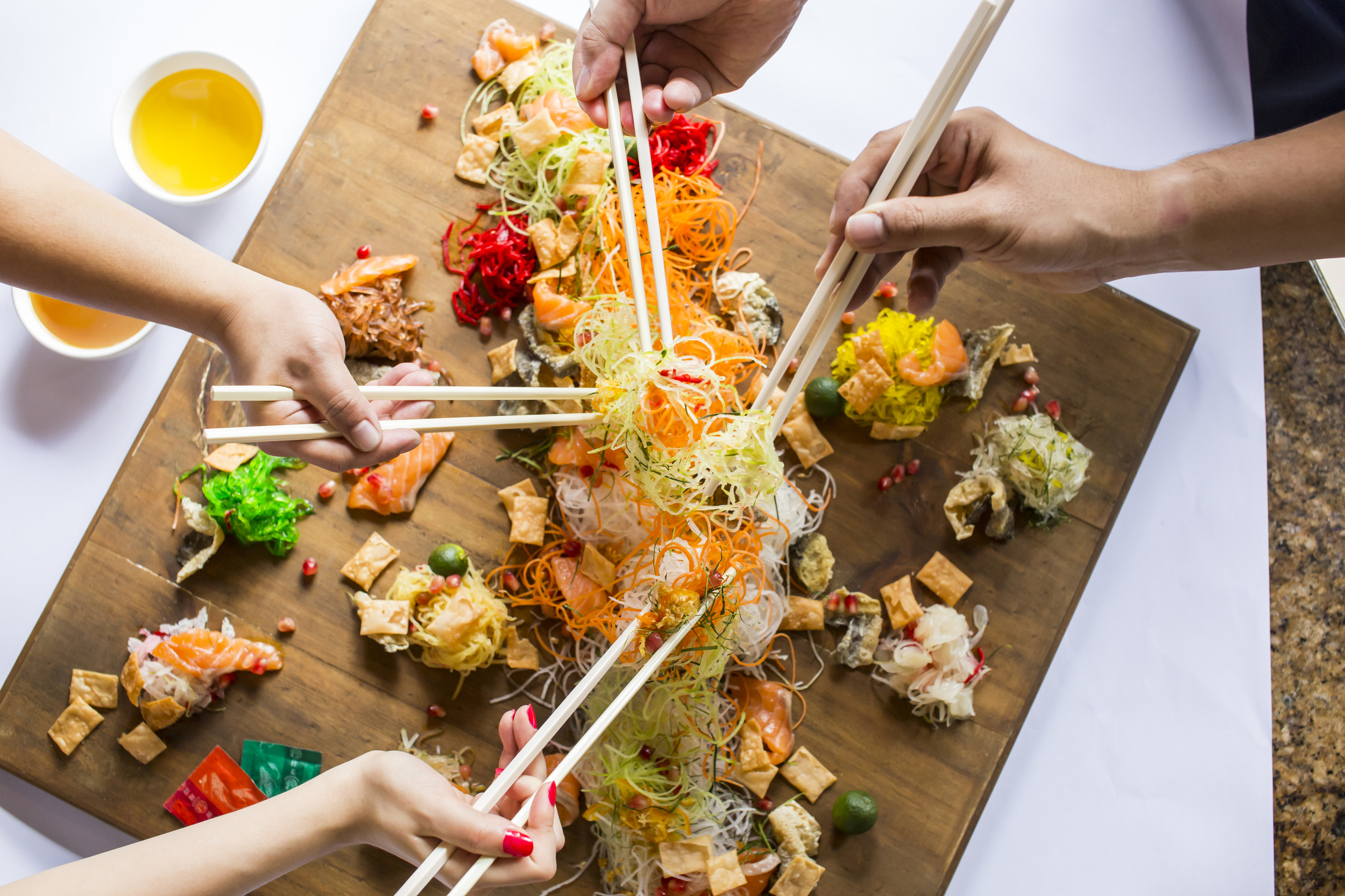 Ah Hoi's Signature Salmon Yu Sheng | Photo Credit: Hotel Jen Tanglin Singapore
