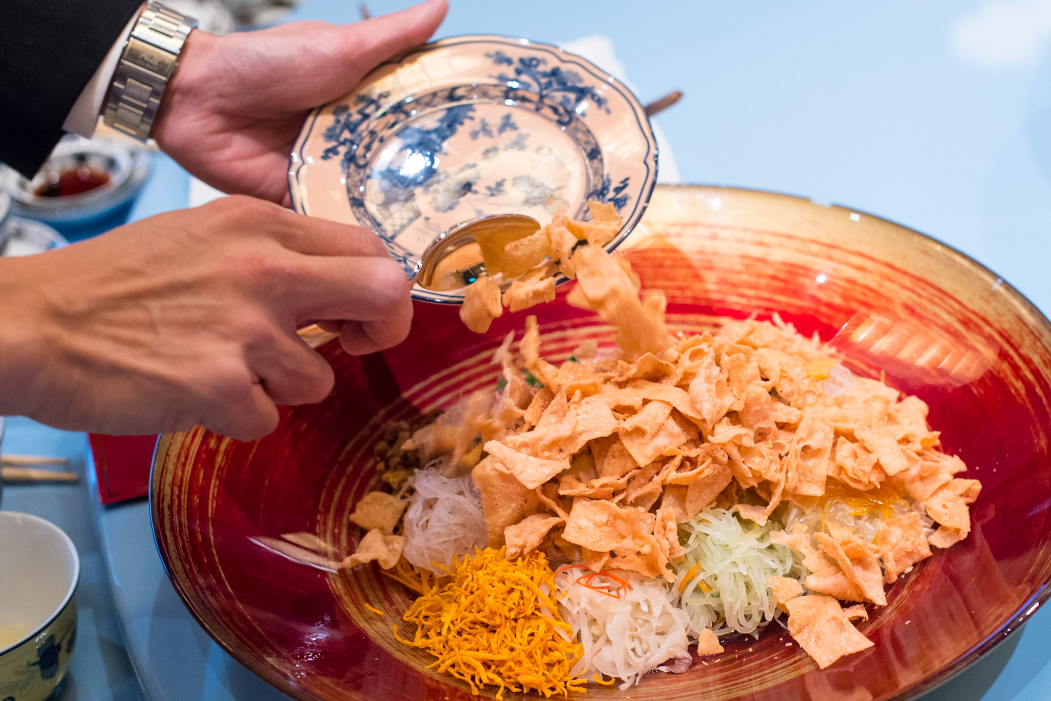 Chilled Sea Whelk and Salmon Caviar Yu Sheng Summer Pavilion - The Ritz-Carlton, Millenia Singapore