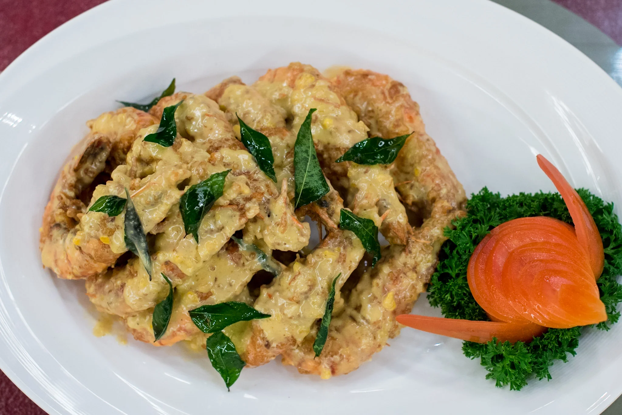 Stir-fried Jumbo Tiger Prawn in Salted Egg Yolk Sauce Park Hotel Clarke Quay