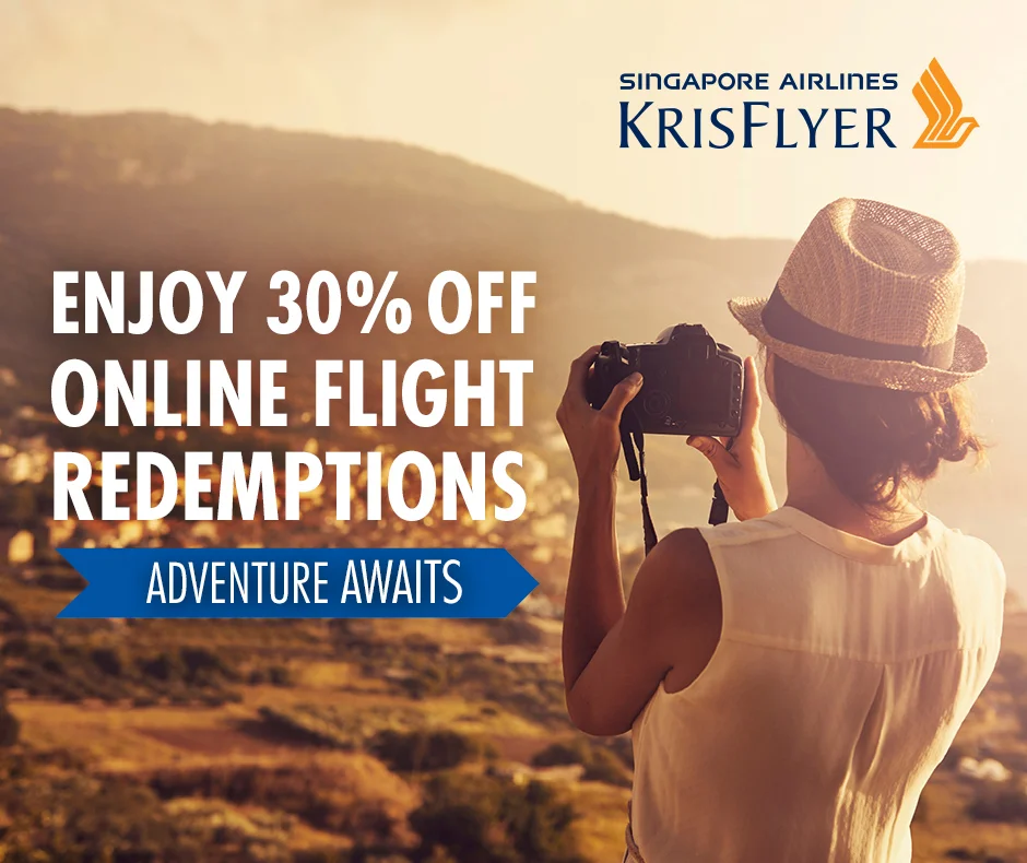 30% off Flight Redemptions (KrisFlyer Miles) on SQ