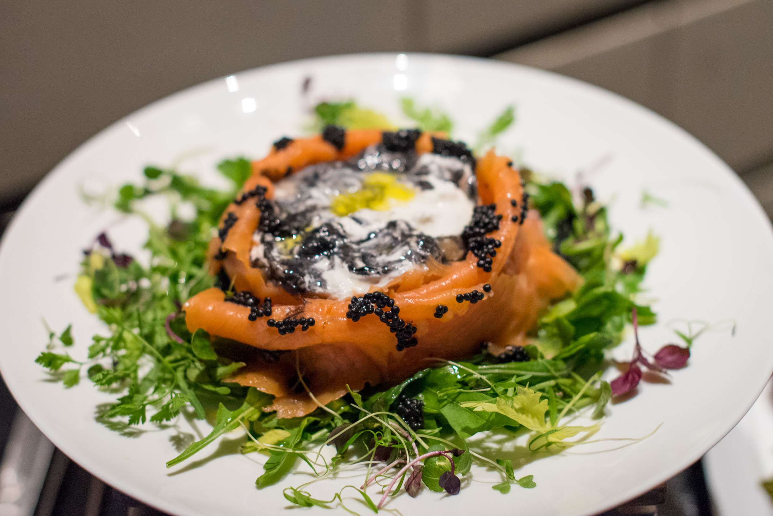 Squid Ink Burrata with Smoked Salmon and Caviar - 2016 BasilissimoBasilico - Regent Singapore