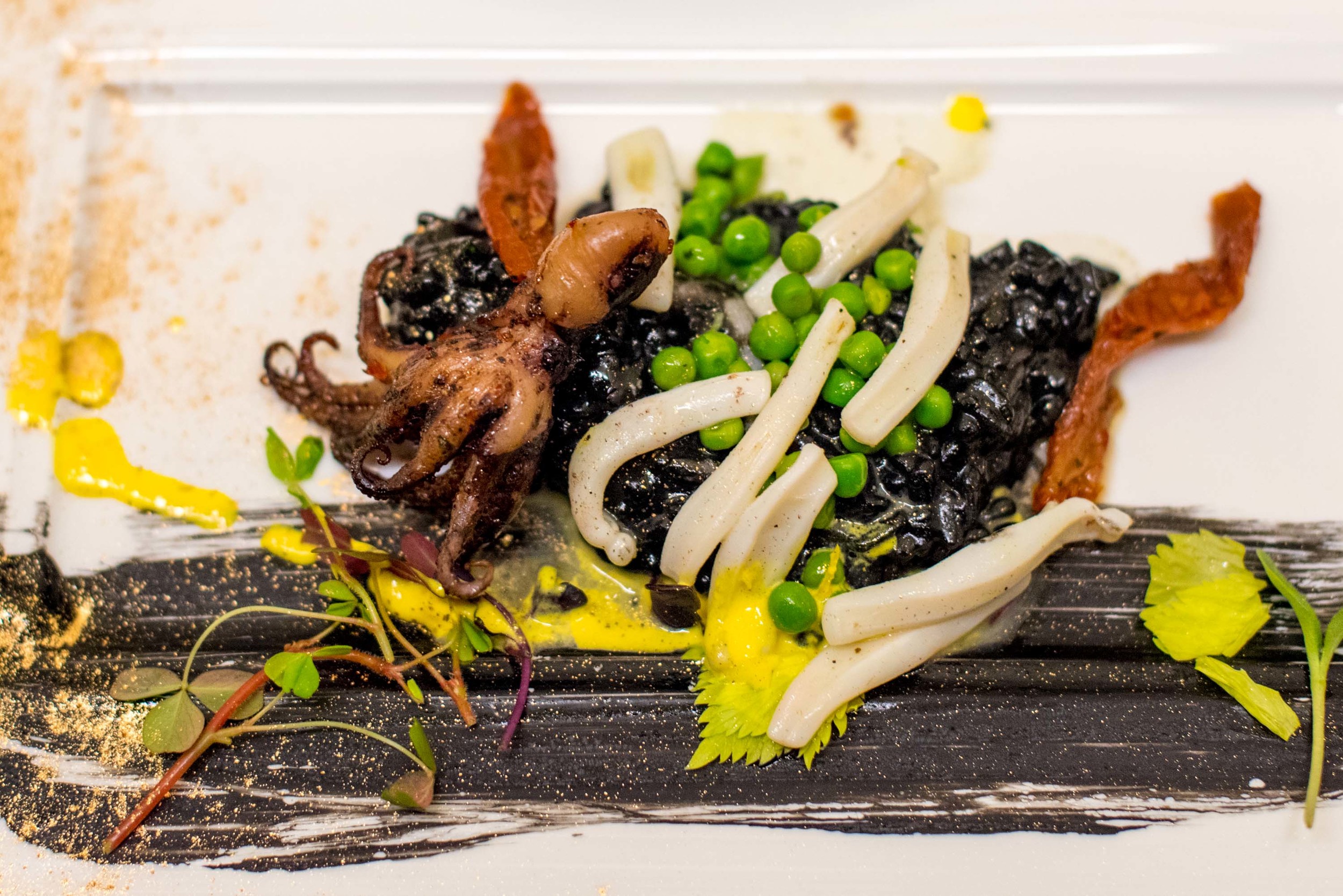 Squid Ink Risotto with Cuttlefish and Green Pea Ragout with Shallot Sauce - 2016 BasilissimoBasilico - Regent Singapore