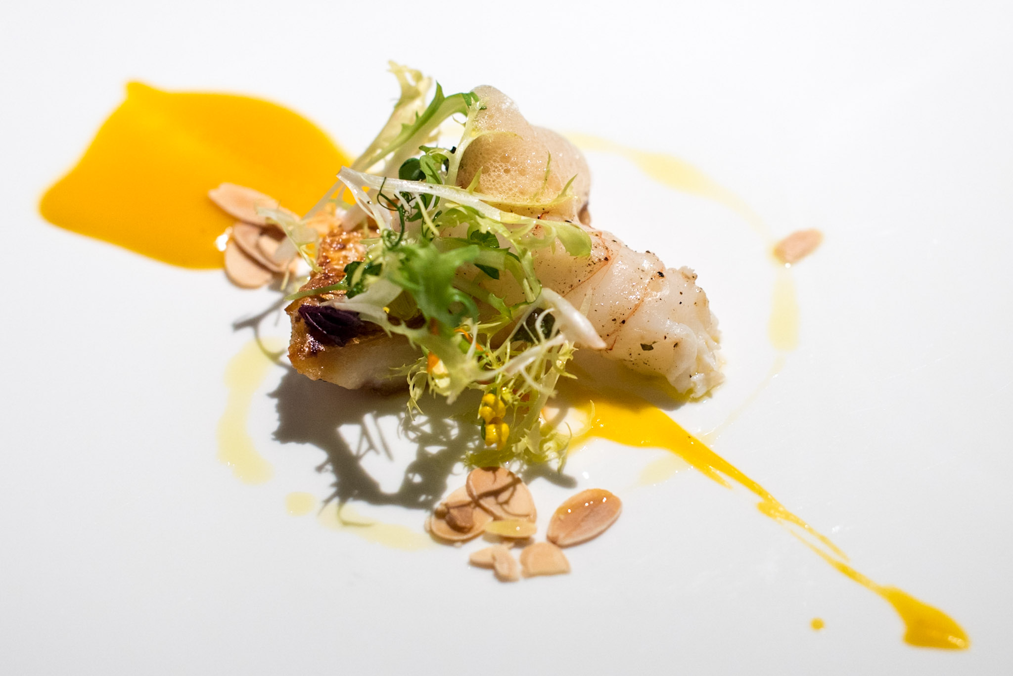 Plancia Red Mullet, Confit Langoustine, Roasted Almond -&nbsp;Chef's TableDolce Vita - Mandarin Oriental, Singapore
