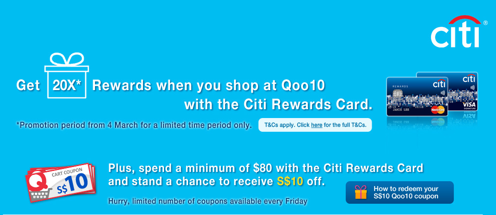 Earn 8 Miles per S$1 on Qoo10 with Citibank!
