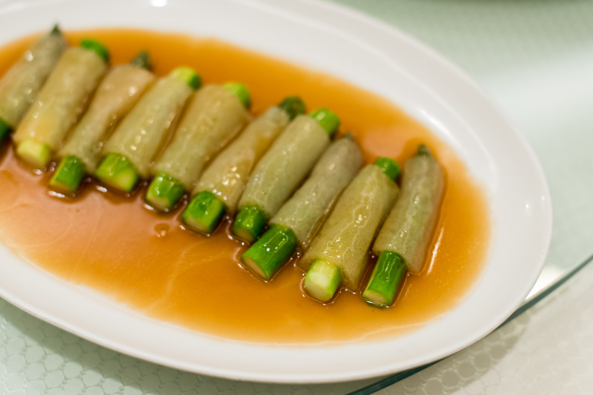 Bamboo Fungus stuffed with AsparagusWah Lok - Carlton Hotel Singapore