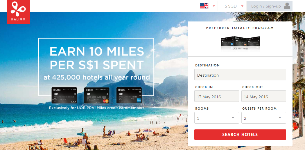 Earn 10 Miles per S$1 on Kaligo with UOB PRVI Miles