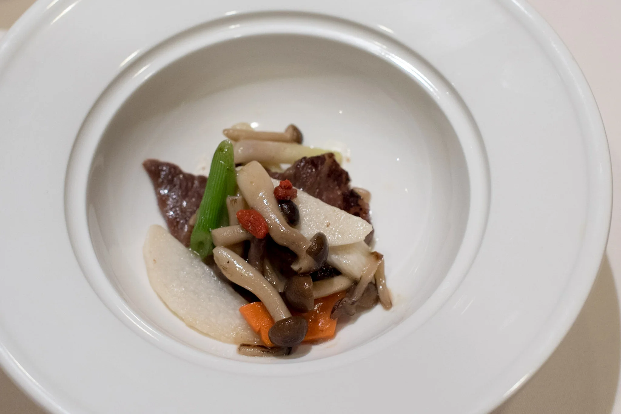Wok-fried Beef Fillet with Angelica & Chinese Yam (S$32++) Wan Hao - Singapore Marriott Tang Plaza Hotel