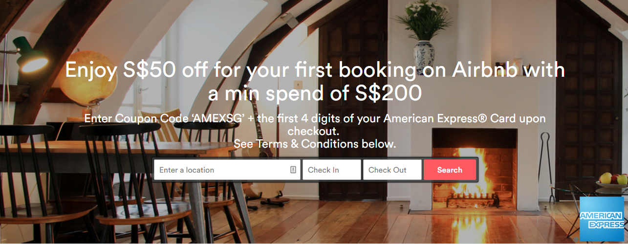 Get S$40 Credit + S$50 Discount on Airbnb with American Express Singapore