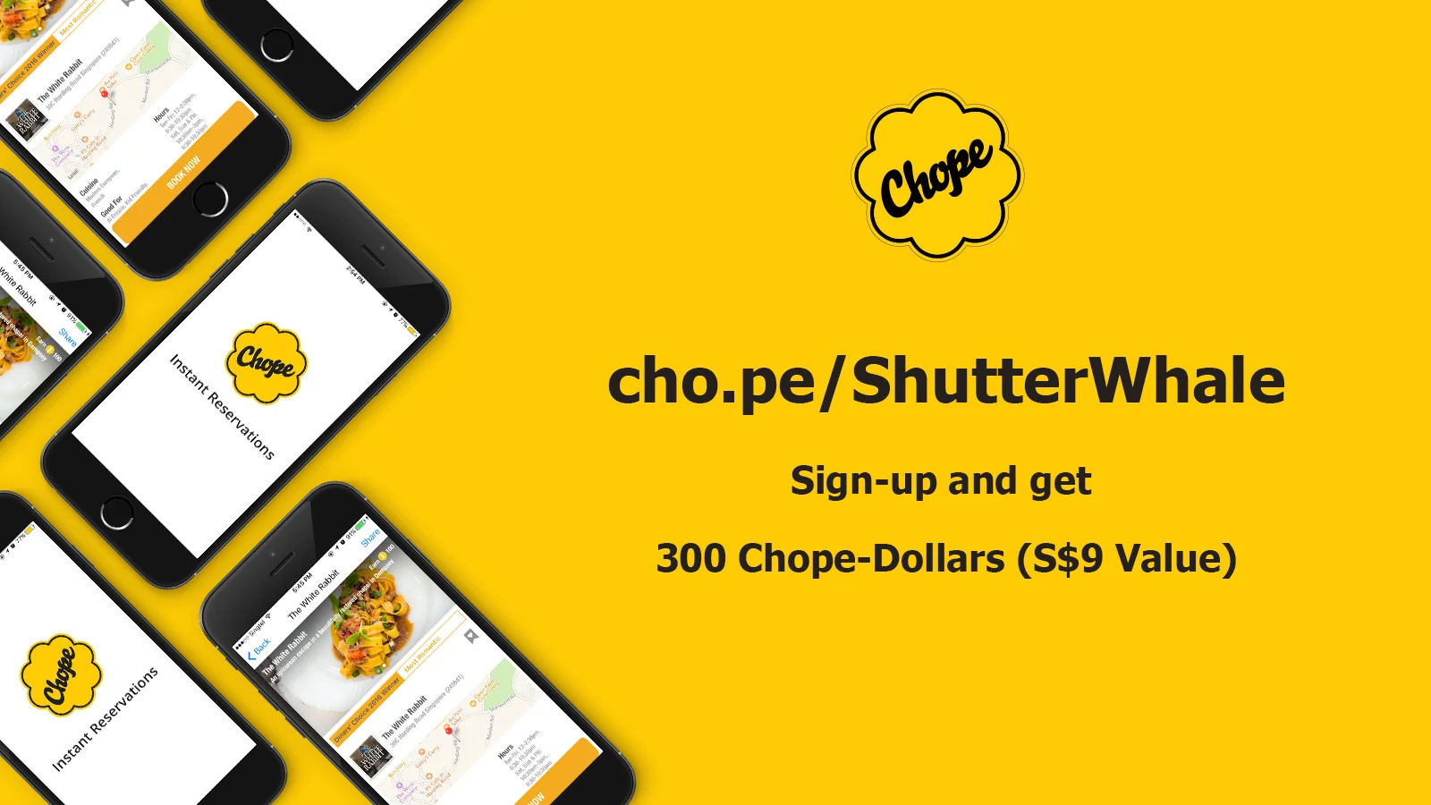 Make S$9 on your FIRST Dining Reservation with Chope - S$3 subsequently with NO LIMIT