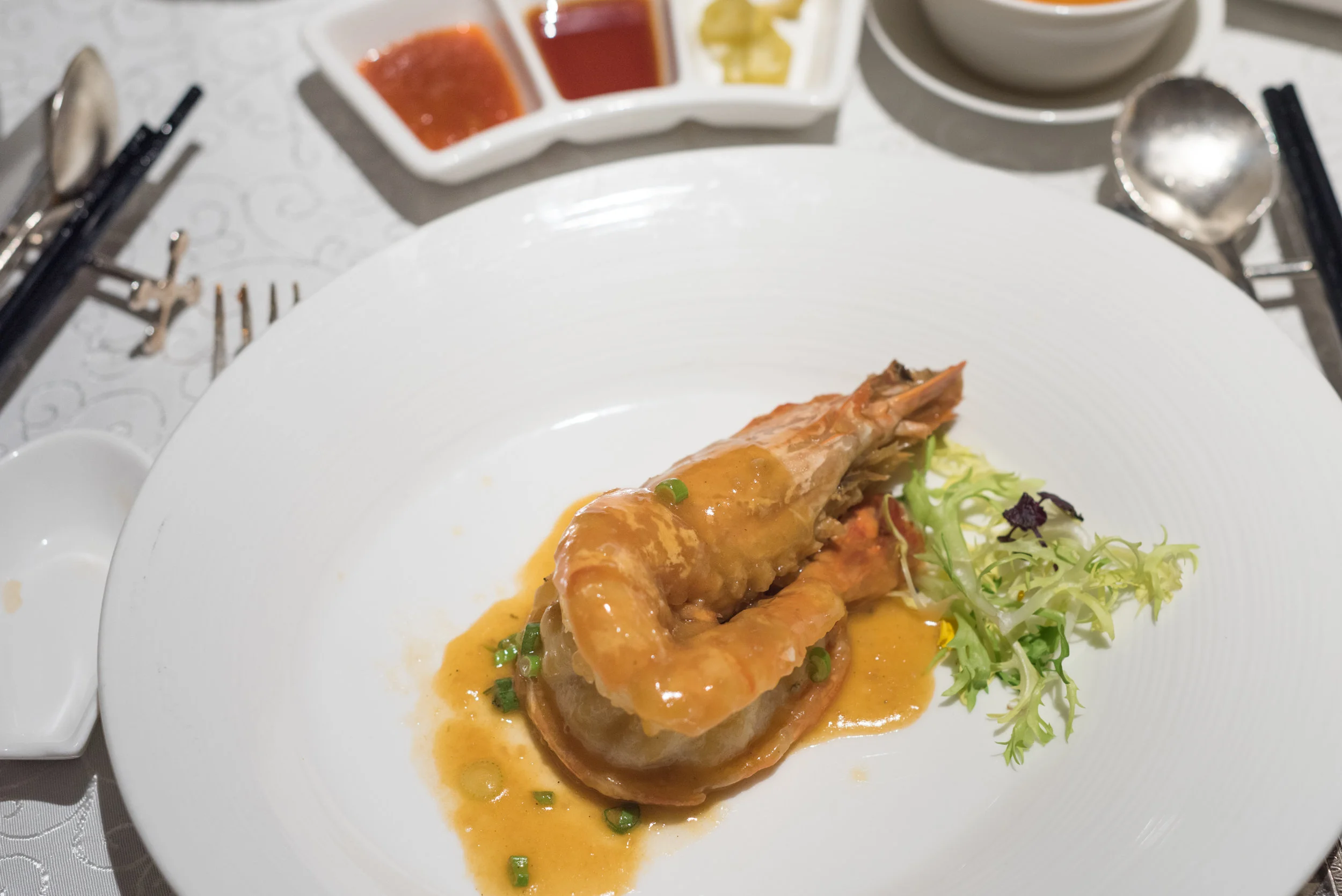 Braised King Prawn with Shrimp Oil Yan Ting - The St. Regis Singapore