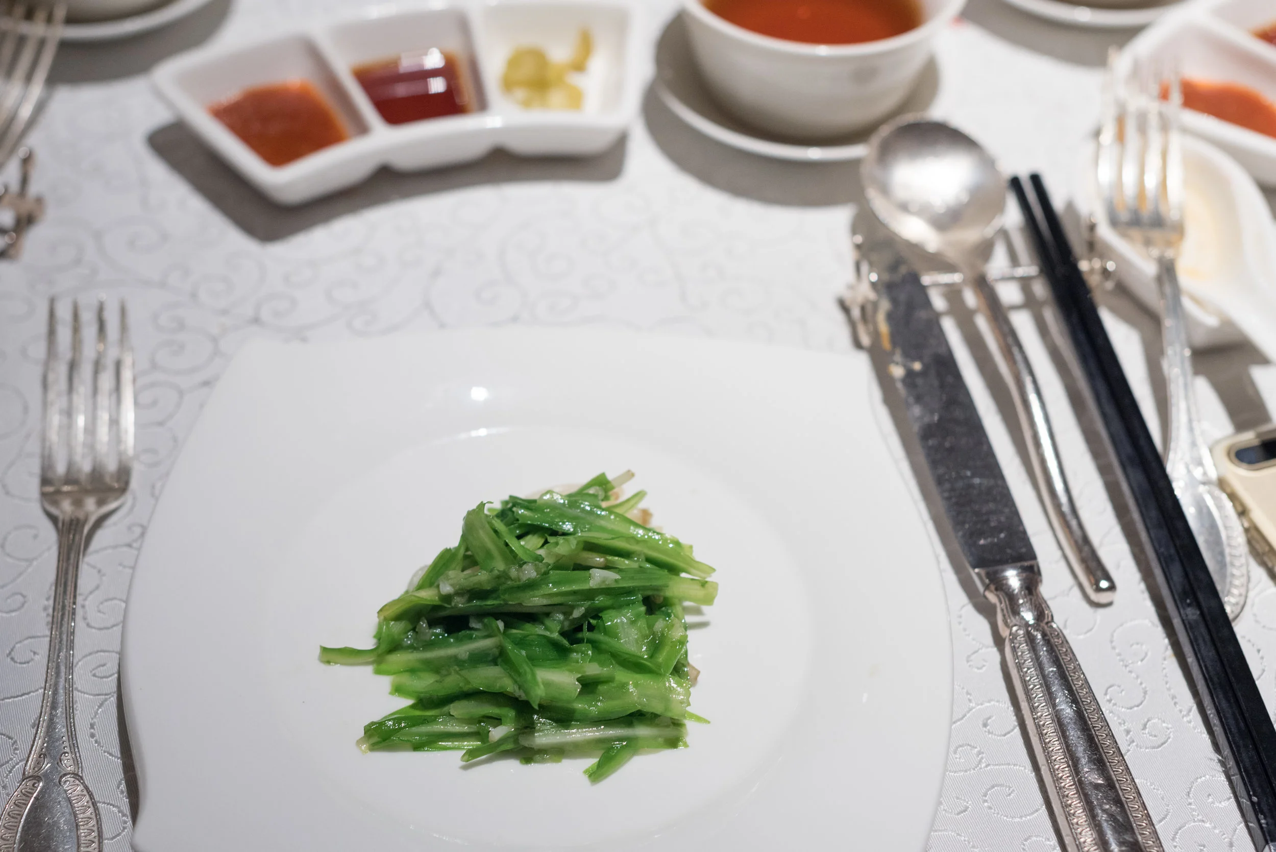 Wok-fried Green Dragon Vegetable with Garlic Yan Ting - The St. Regis Singapore