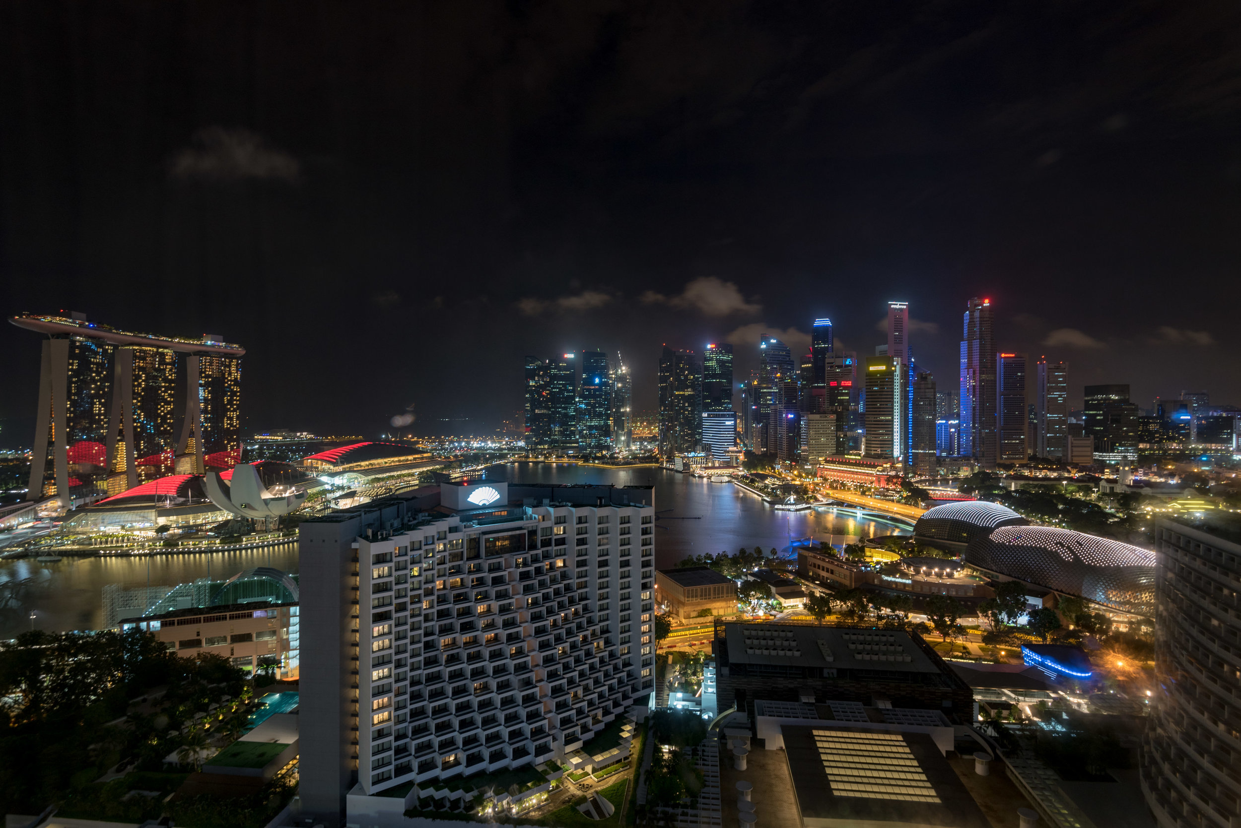 Night View from Bedroom Harbour Studio - Pan Pacific Singapore