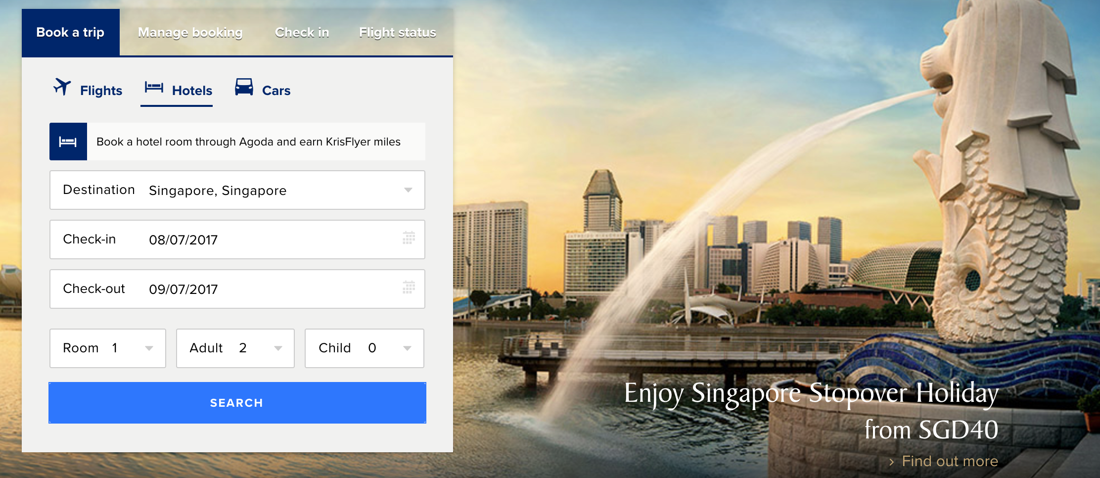 Book Hotels and Rent Cars on SingaporeAir.com for Miles?