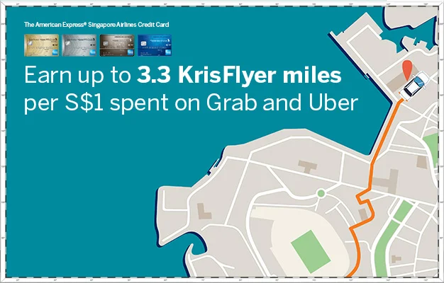 Earn up to 3.3 Miles per Dollar on Uber and Grab Rides with American Express Singapore Airlines Credit Cards