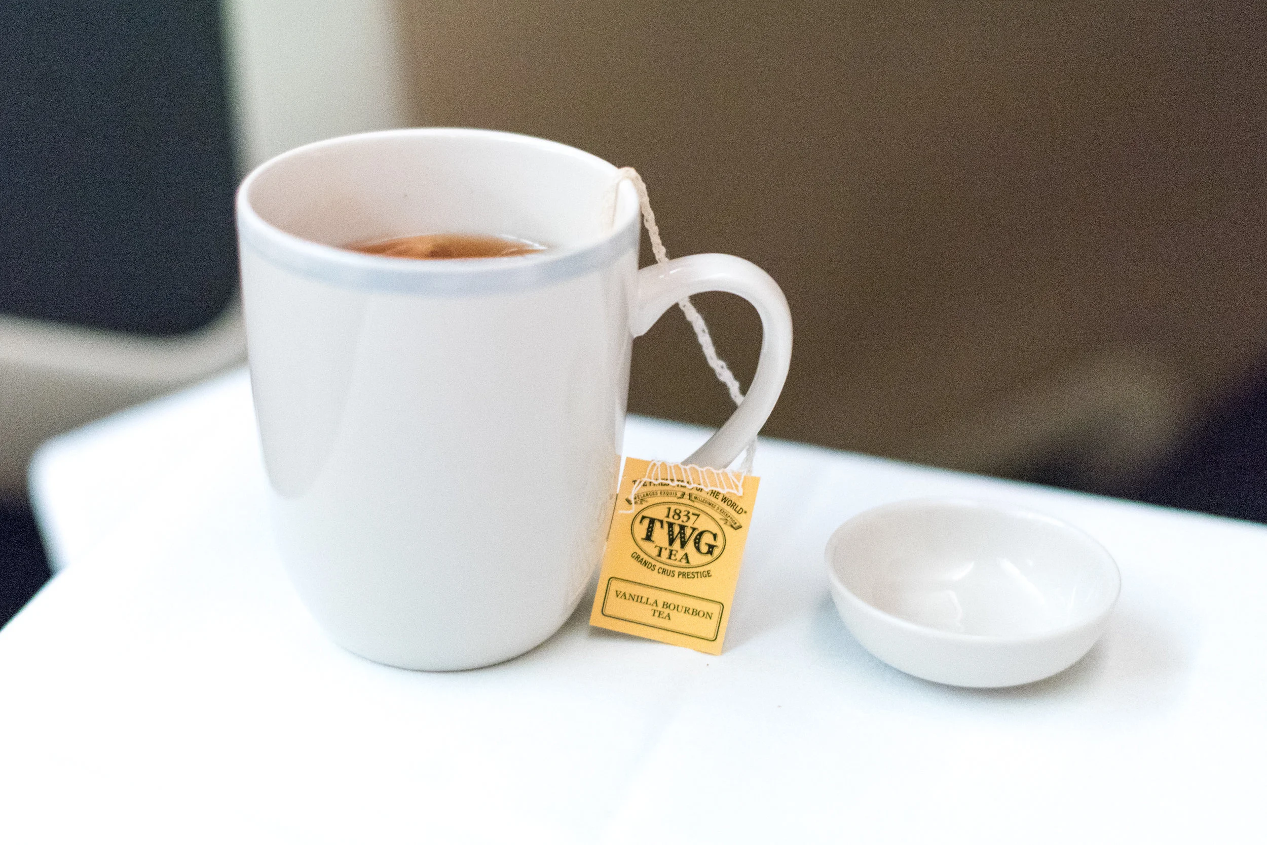 Vanilla Bourbon Tea from TWG - Dinner Service Singapore Airlines Business Class SQ285 A380-800 - SIN to AKL
