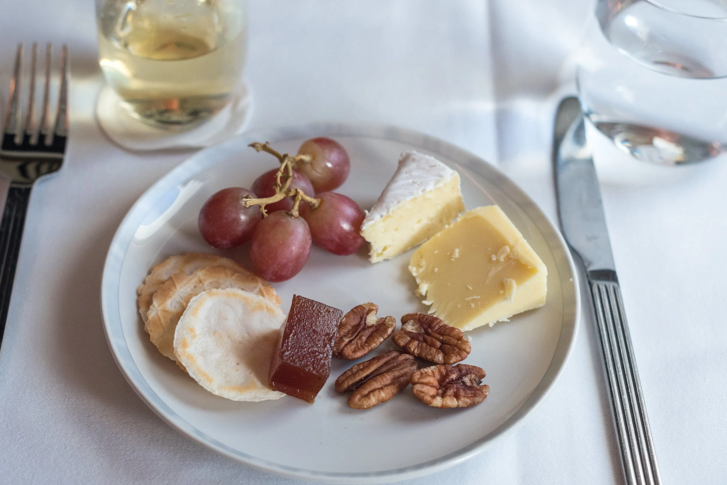 Selection of Cheeses and Fruits - Lunch Service Singapore Airlines Business Class SQ286 A380-800 - AKL to SIN