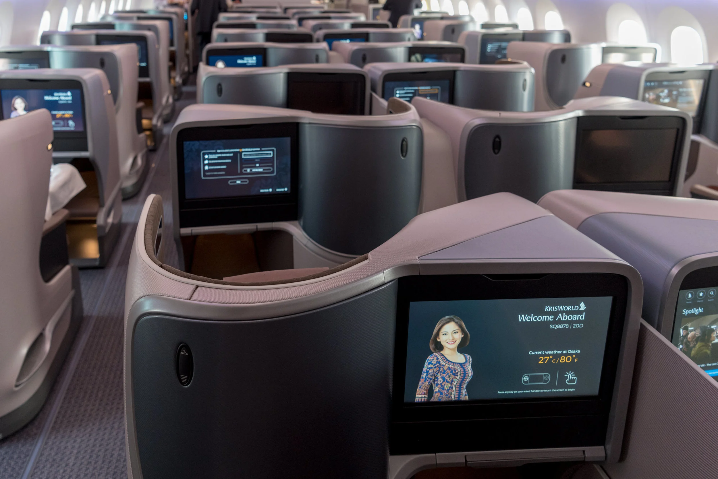 Cabin from Rear New Regional Business Class (2018) - Singapore Airlines