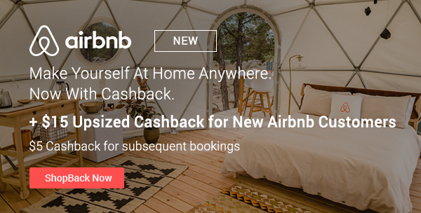 Airbnb offers S$5 Rebate per Booking via ShopBack - S$45 off First Booking with Referral Code