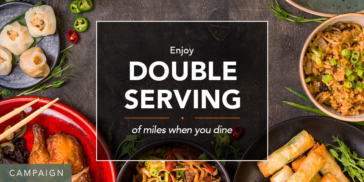 Double Miles on Mileslife at Selected Restaurants Every Week - 1,000 Miles for Sign-up!