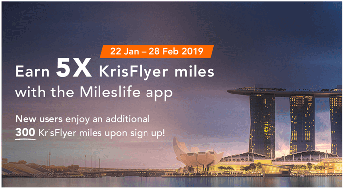 Earn 5X KrisFlyer Miles on Mileslife - Up to 19 KrisFlyer Miles per Dollar until 28 February 2019!