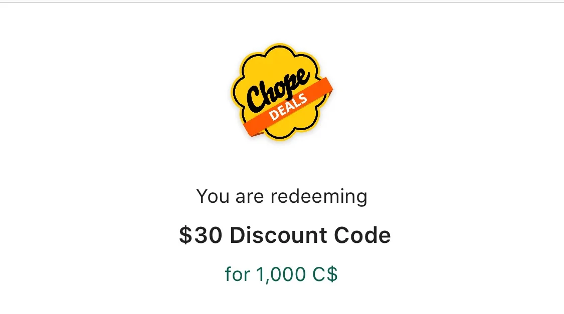chope promo code new user