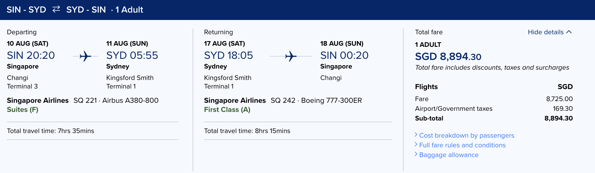 extra baggage price singapore airlines