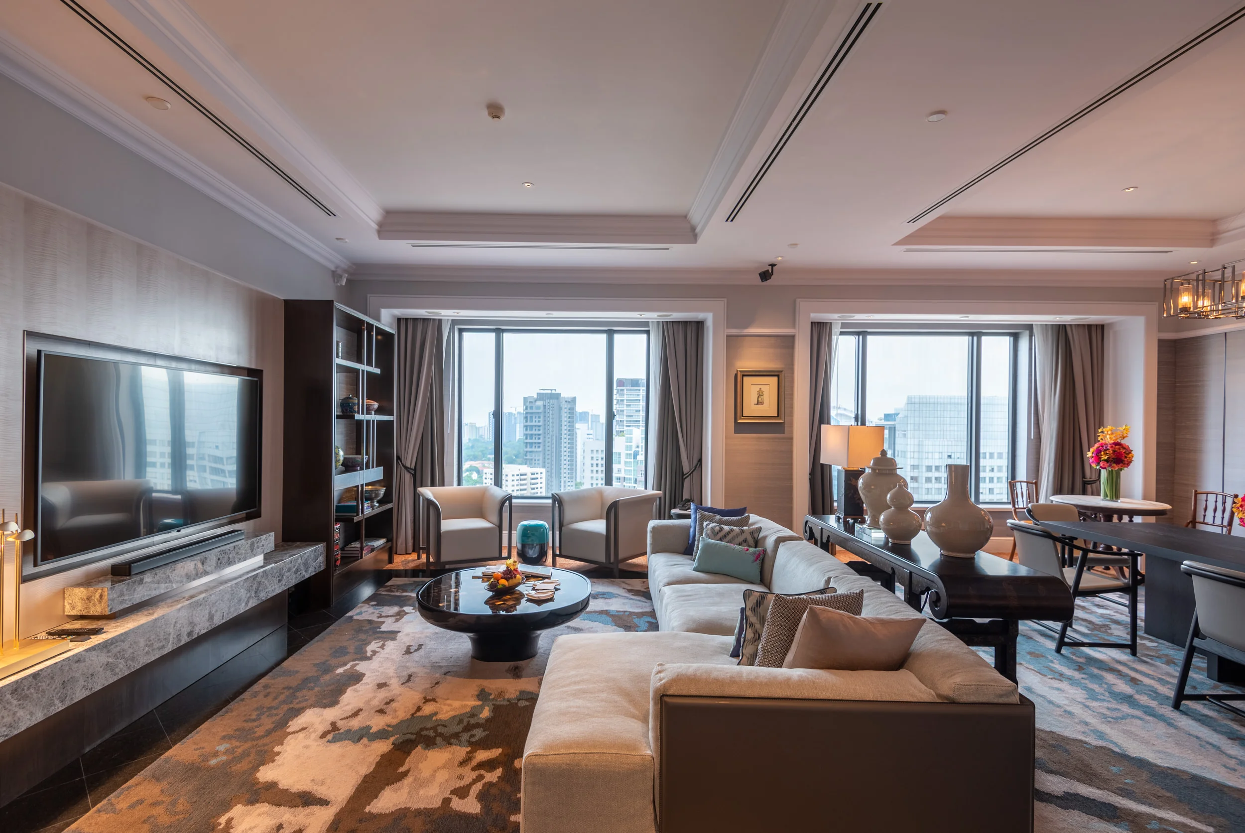 Hotel Review: Four Seasons Hotel Singapore (Ambassador One-Bedroom Suite) - Massive Living Area for Entertaining Guests