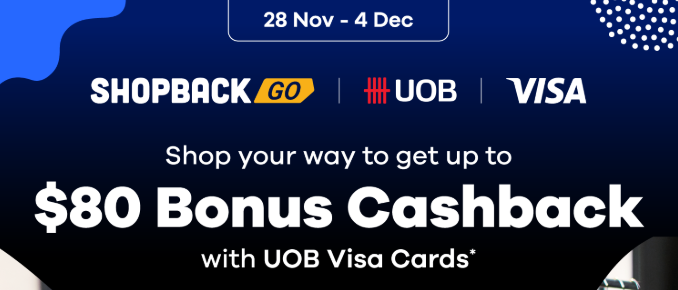 S$80 Bonus Cashback with S$300 Spend on Shopping via ShopBack GO - 28 November to 4 December 2019 Only!