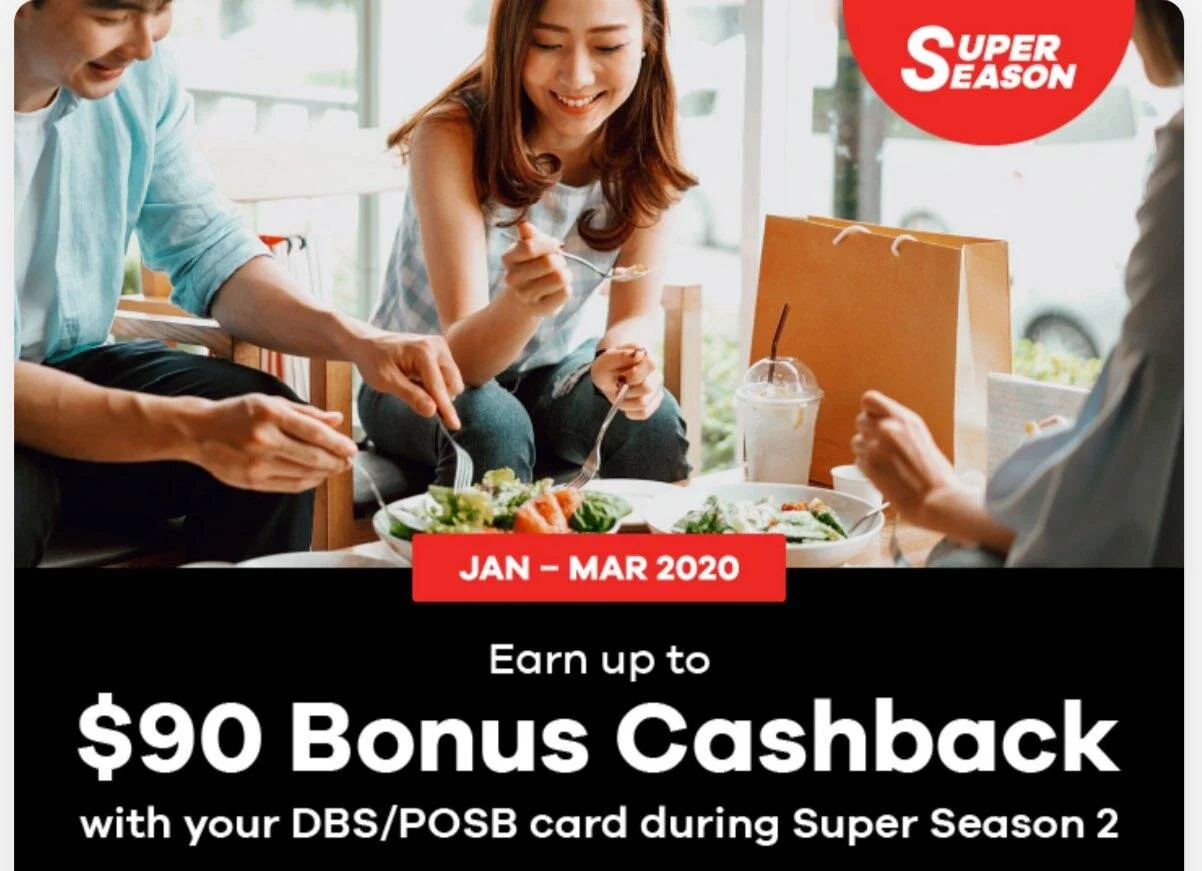 Up to S$90 Bonus Cashback on ShopBack GO Super Season 2 with DBS/POSB Cards - January to March 2020