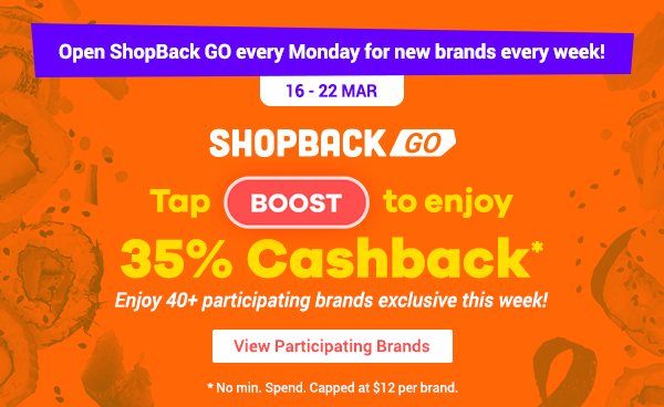 35% Cashback (Capped at S$12 Per Brand) on ShopBack GO - Stacks With Credit Card Points and Miles!