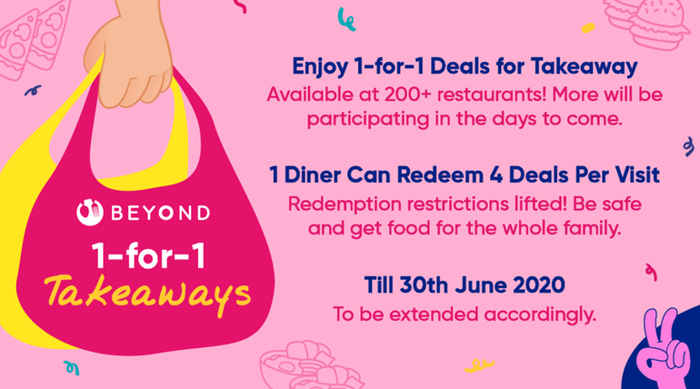 Burpple Beyond Members Can Now Enjoy 1-for-1 Takeaways (Up to 4 Deals) per Visit until 30 June 2020