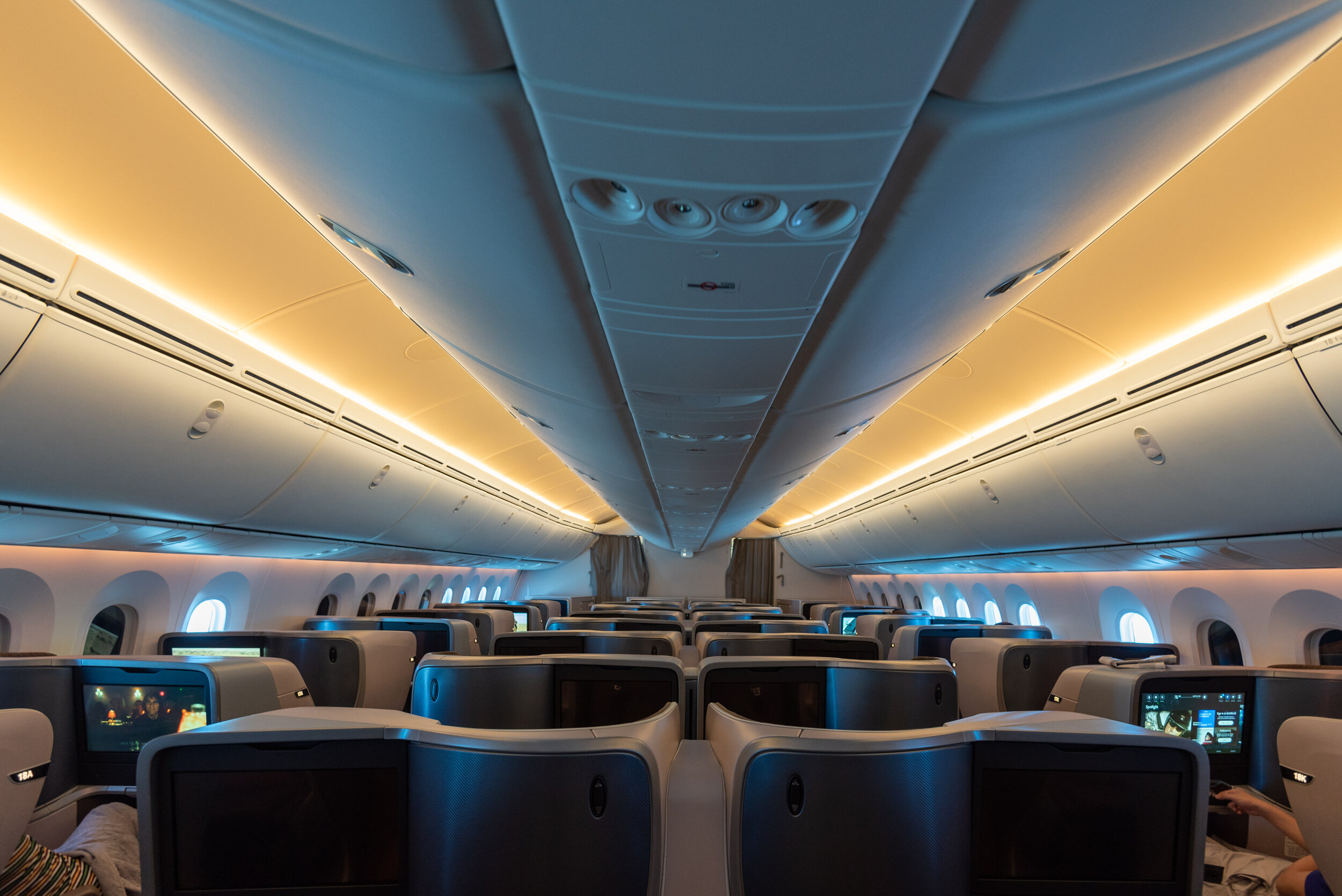 Cabin  Singapore Airlines Business Class SQ877 B787-10 - TPE to SIN