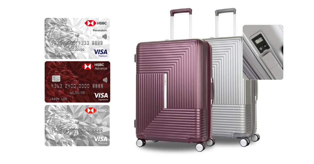 Get Free Samsonite Luggage or S$150 Cash Rebate with HSBC Credit Card (New Customer) + Earn 4 Miles per Dollar and No Annual Fees Forever