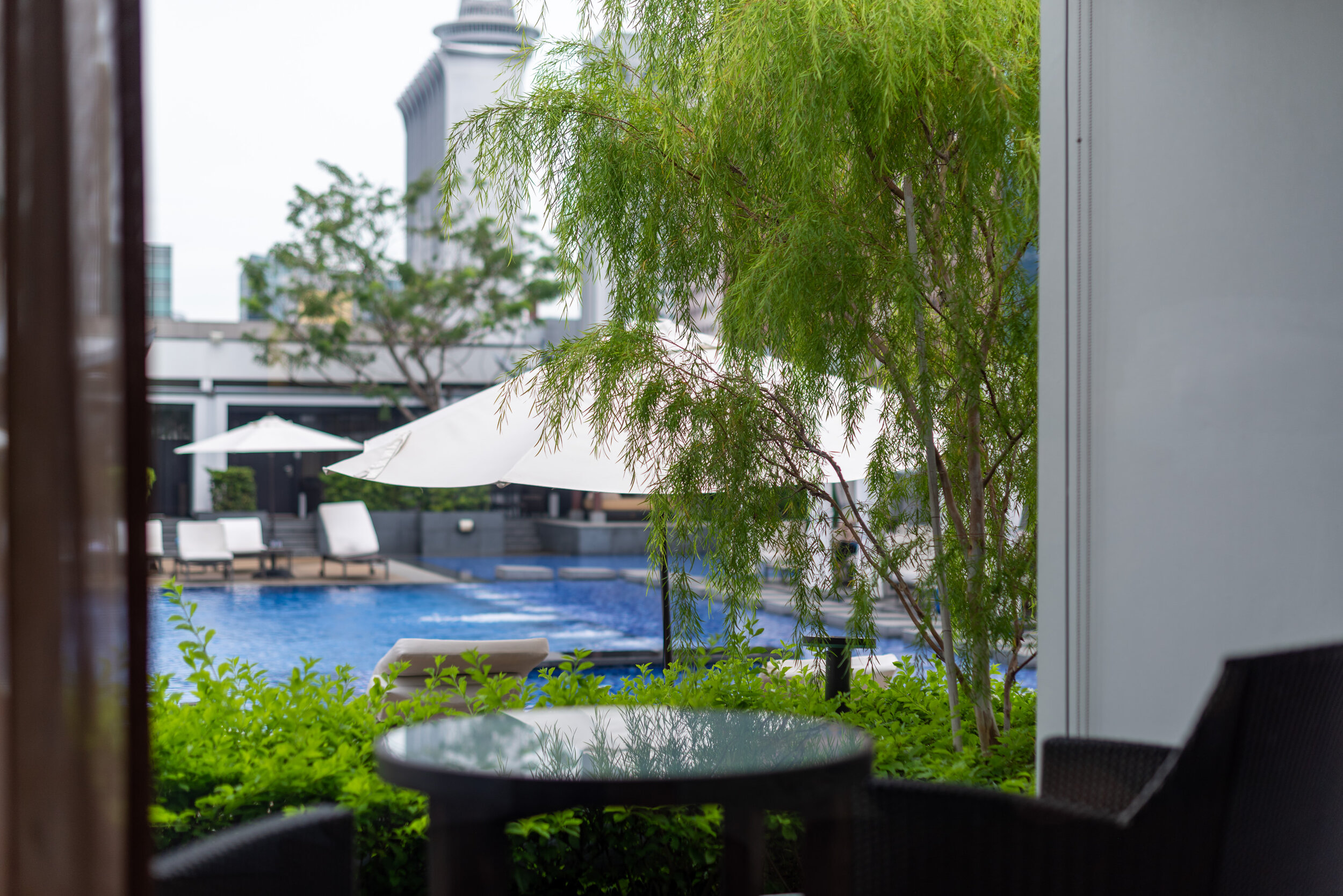 Pool View from Room Pool Terrace Room - Singapore Marriott Tang Plaza Hotel