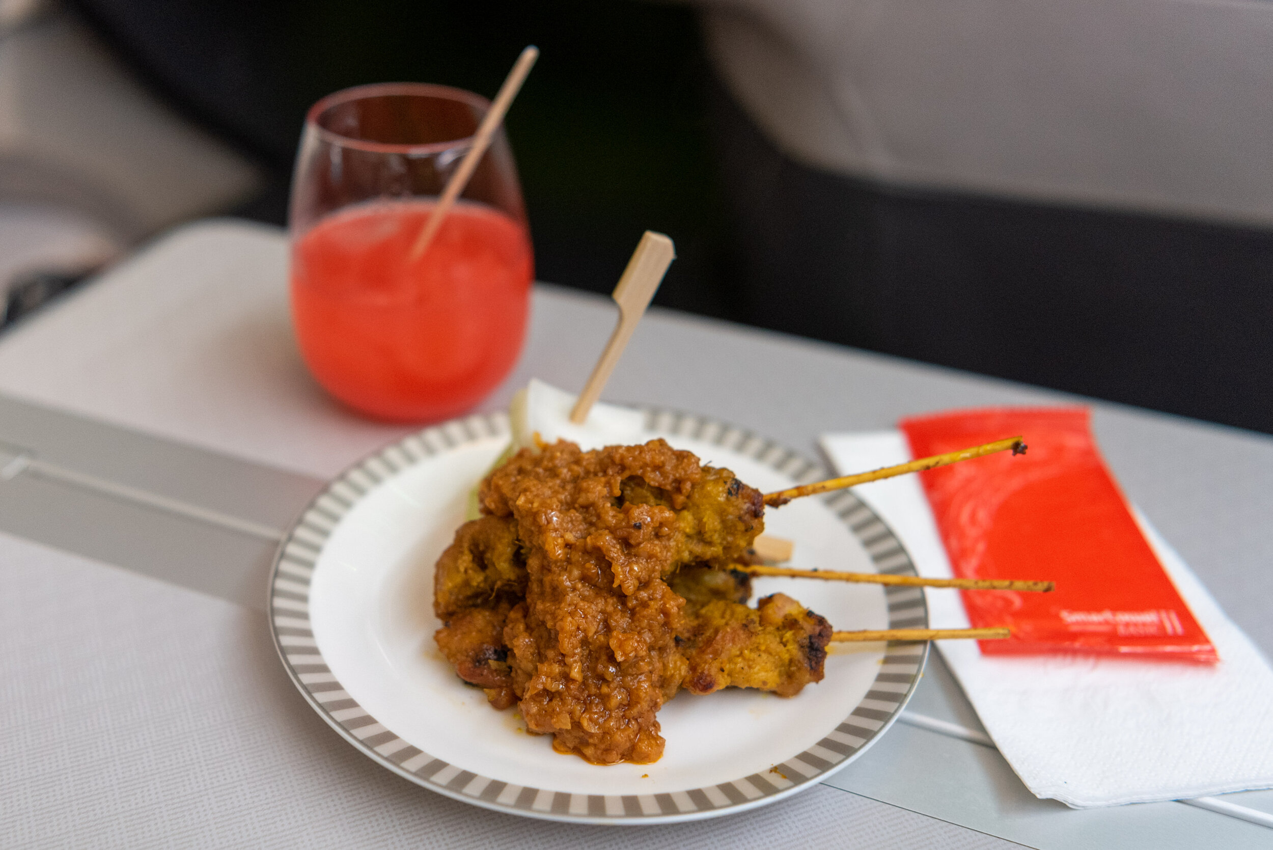 Satay and Singapore Sling Singapore Airlines - Restaurant A380 @Changi