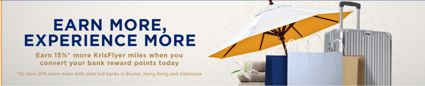Convert Bank Rewards Points into KrisFlyer Miles and Get 15% More (Bonus Miles) - by 27 December 2020