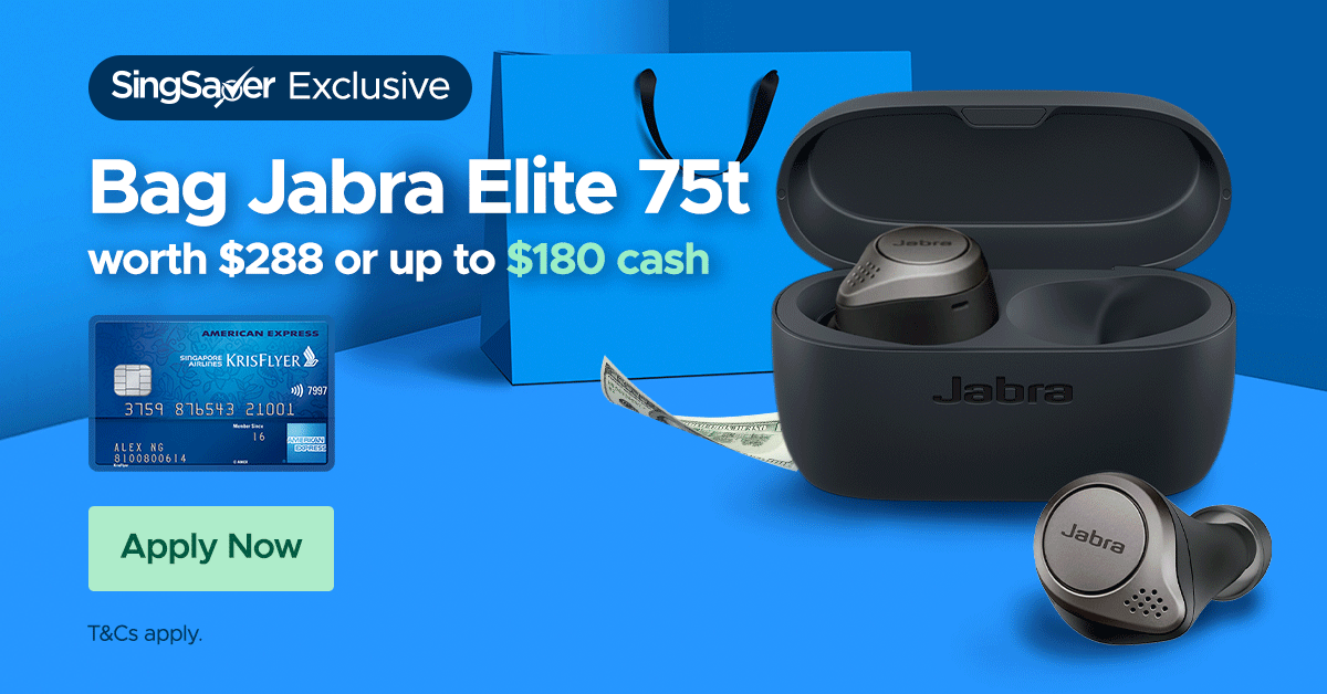 Get S$180 Cash or Jabra Wireless Earbuds with American Express Singapore Airlines KrisFlyer Credit Card - New Customers (8-31 March 2021) 