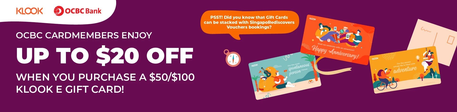 Purchase Klook e-Gift Card (No Expiry) at a 20% Discount with OCBC Card - Klook to Donate 50% of Sales into Buying Food from Hawkers for Taxi Drivers 