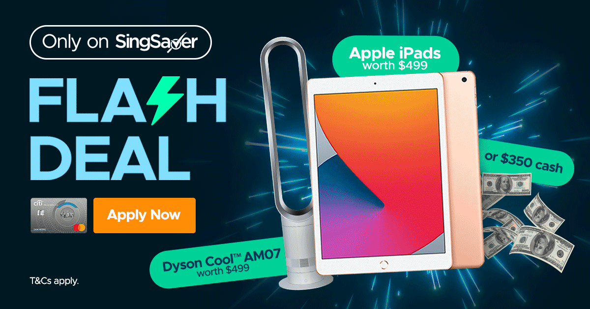 Get 10.2-inch iPad (Worth S$499) or S$350 Cash with Citi Credit Card - 16-18 June 2021 (New Customers Only)