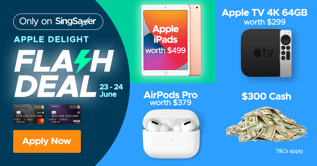 Get Latest iPad 10.2-inch (8th Gen) or S$300 Cash Reward with Standard Chartered Credit Card - 23-24 June 2021 Only! 
