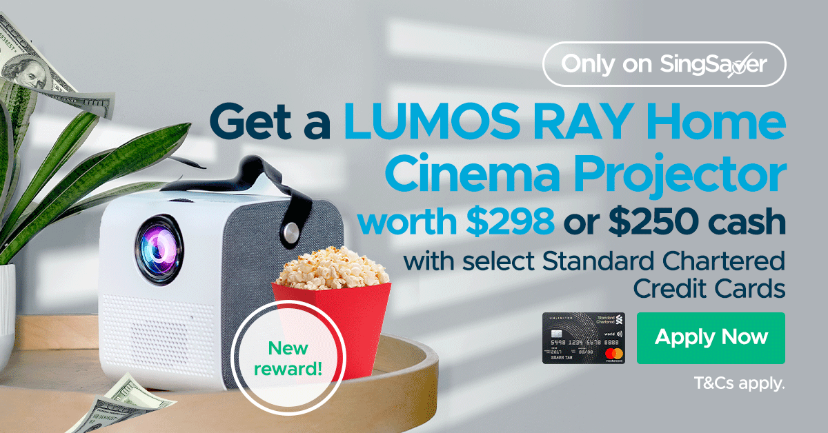 Get LUMOS RAY Projector or S$250 Cash Reward with Standard Chartered Credit Cards - 8 to 20 September 2021 (New Customers)